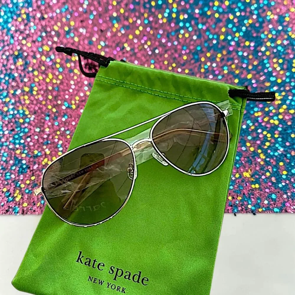Kate Spade Women's Emmaline/S J5GHA Gold Aviator Sunglasses NEW IN BAG 57mm